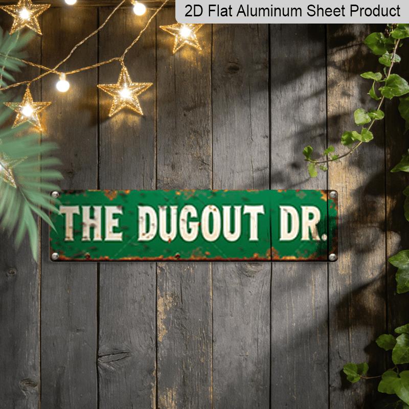 15.7×3.94inch Vintage Green "THE DUGOUT " Metal Sign, Aluminum Sign / Decorative Sign, Themed Wall Art for Sports Bar, for Man Cave Decor, Classic