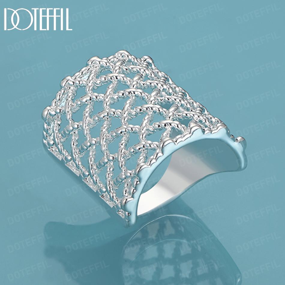 Кольцо квадратной формы из стерлингового серебра 925 пробы с сеткой, модные свадебные украшения