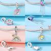Charms Shining Zircon Moon Planet Rainbow Star Beads Copper Pendant Fit Original Bracelets Diy Women Jewelry Fine Gift