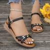Модные летние босоножки на танкетке с перекрестными ремешками для женщин Удобные нескользящие пляжные туфли Женские повседневные легкие босоножки на ремешке вокруг щиколотки Sandalias Mujer