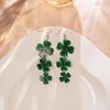 Silver Needle Mori Style Four-Leaf Clover Acrylic Earrings - Fresh, Elegant, Green Shamrock Design