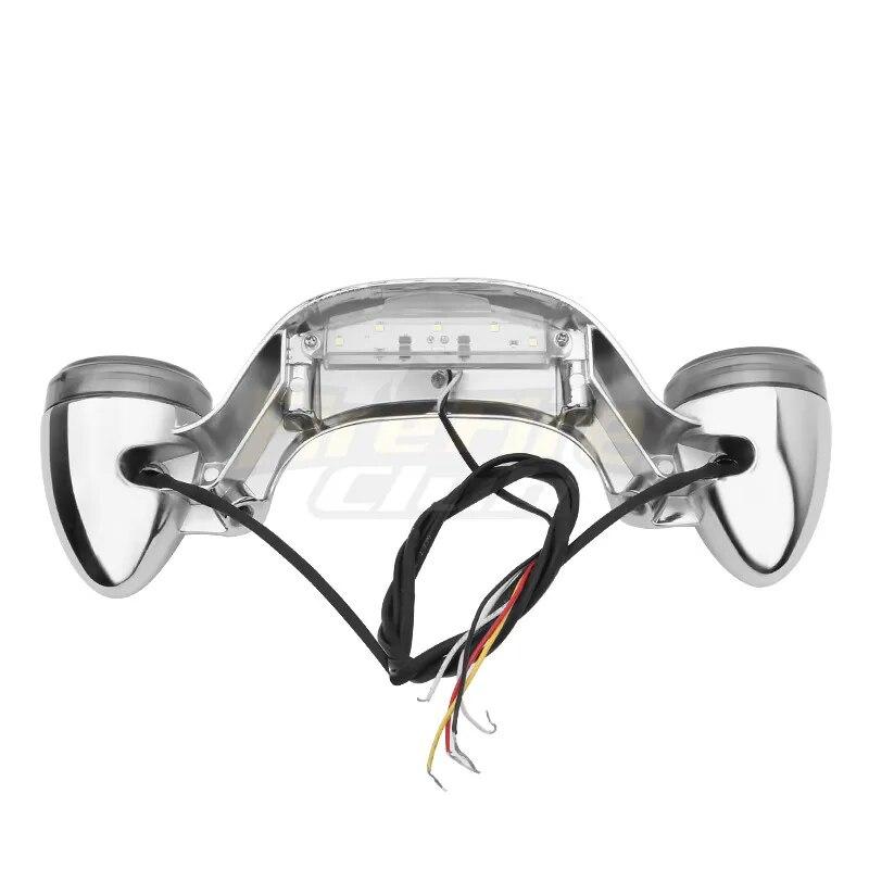 Motorcycle Chrome LED Rear Turn Signal Brake Light Bar Lamp For Harley Touring Road Street Glide Road King Special 2010-