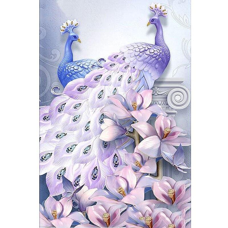 5d Diy Peacock Diamond Painting Full Round Drill Mosaic Diamont Embroidery Animal Cross Stitch Home Decor Christmas Gift