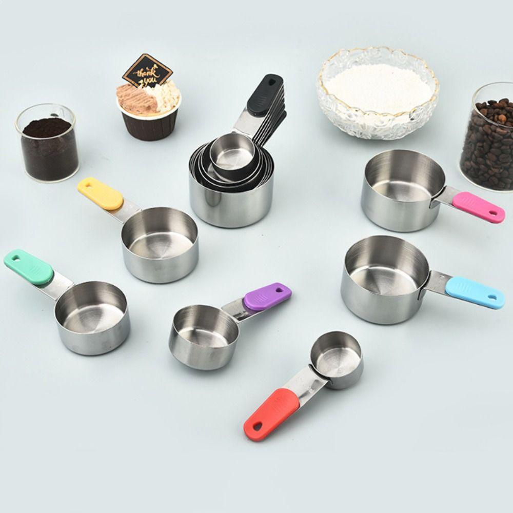 7 Piece/Set with Scale Stainless Steel Measuring Spoon Magnetic Handle Teaspoon Coffee Scoop Grain