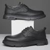 Men's Black Leather Thick-Soled Derby Shoes: Casual, Wedding, and Workwear Martin Boots.