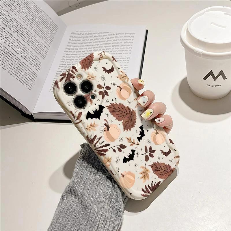 Autumn Bat Pumpkin Halloween Vibe Phone Case For iPhone 17 16 15 14 13 12 11 Pro Max XS XR 7 8 Plus 16E 17 Air Soft Bumper Cover