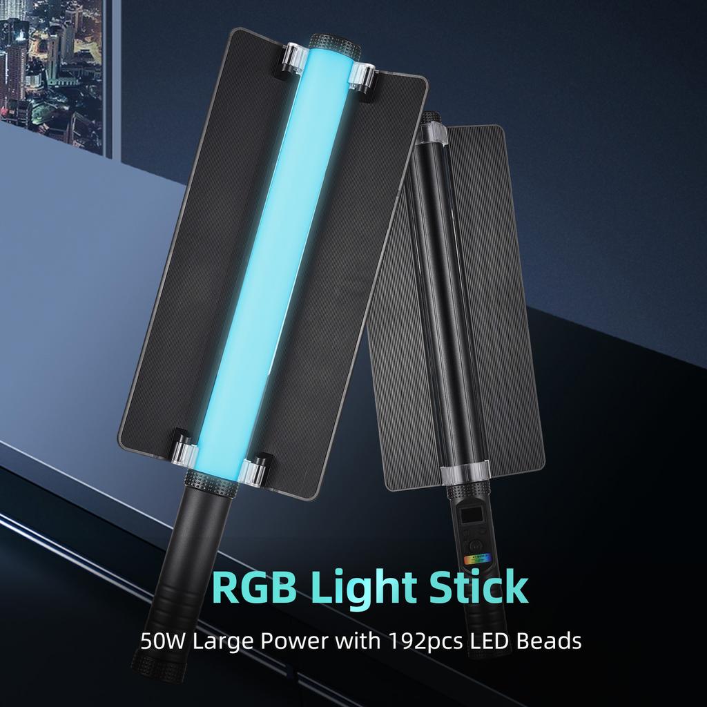 Ручная фотолампа RGB мощностью 50 Вт, портативный светодиодный светильник со светодиодным экраном, индекс цветопередачи более 95Ra, 2800K-6800K