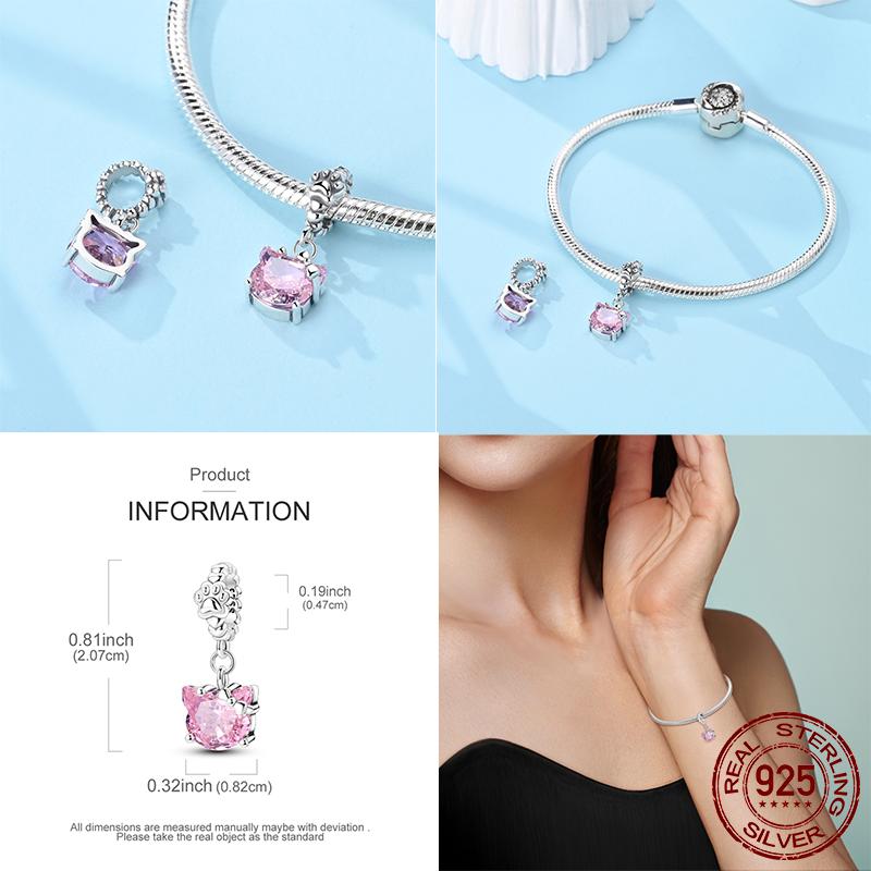 Медные Шармы-Подвески Феи-Бабочки, Бусины с Отпечатком Лапы Кошки, Подходят для Оригинального Изготовления Браслетов, Модная Бижутерия