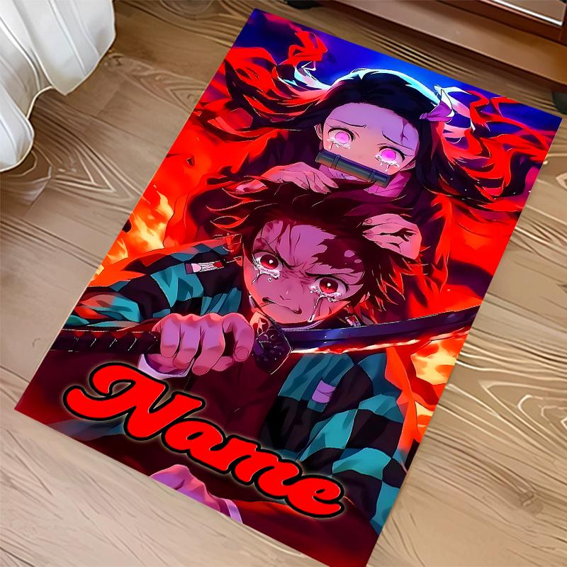 Custom personalization Demon Slayer Tanjiro Kamado Print Area Rug - Soft, Washable Non-Slip Indoor Mat,Living Room,Home&Office Decorative Rug