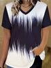 Летняя женская футболка Повседневная Элегантная V-образный вырез Короткий рукав Градиентный топ Свободная Повседневная одежда Женская футболка Y2K