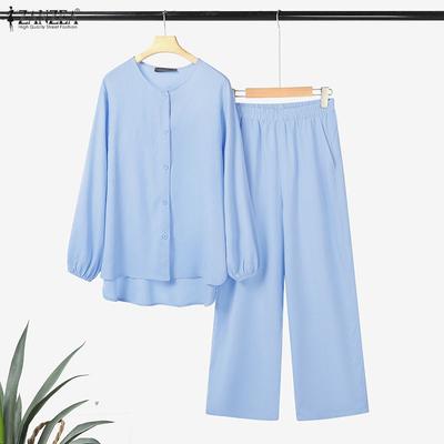 Женский повседневный костюм из двух частей с длинным рукавом и брюками