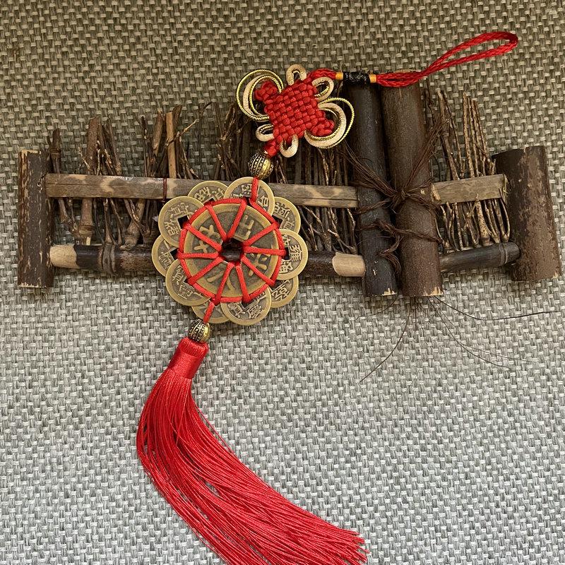 Подвеска из медной монеты «Цветок сливы» по фен-шуй — магический инструмент для домашнего декора ручной работы