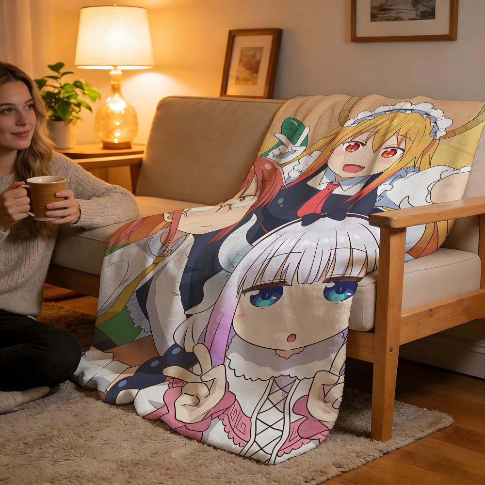 Throw High-Density Short Plush Blanket For Sofa Nap Air-Conditioned Room Soft Skin-Friendly Miss Kobayashi's Dragon Maid