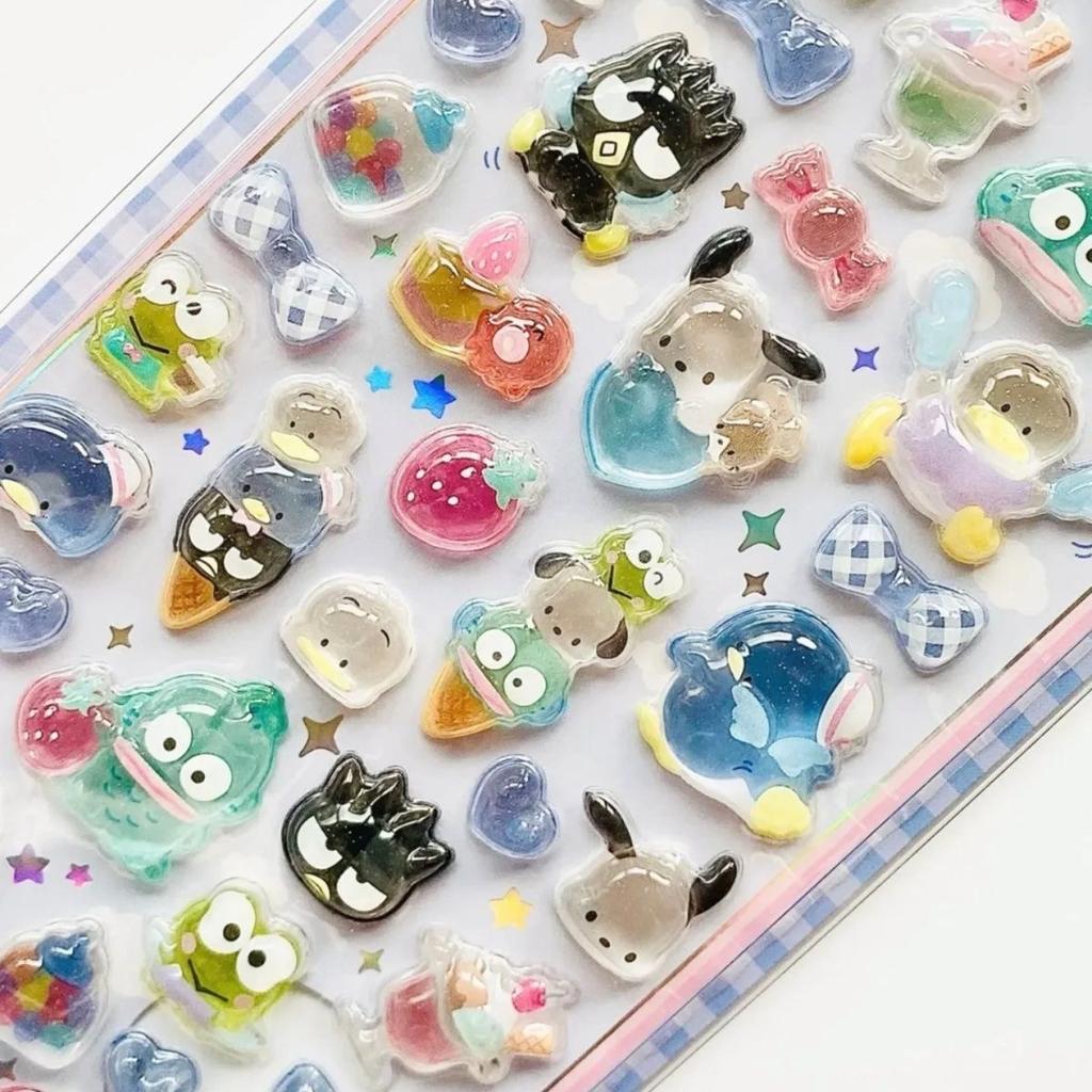 Милые Аниме Хелло Китти Куроми Синнаморолл 3D Стикеры Sanrio Прозрачные Гелевые Кристальные Декоративные Стикеры Чехол для Телефона DIY Детская Игрушка