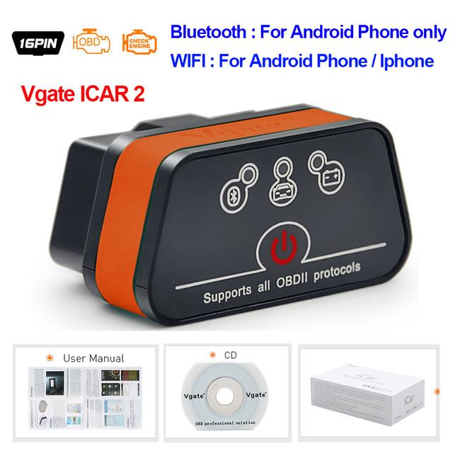 Vgate iCar2 obd2 bluetooth-сканер ELM327 V2.2 obd 2 wifi icar 2 автомобильные инструменты elm 327 для android/PC/IOS считыватель кодов