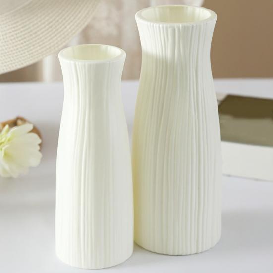 Imitation Ceramic Plastic Vase Budget-friendly Decorative Plastic White Vase Flower Arrangement Decoration