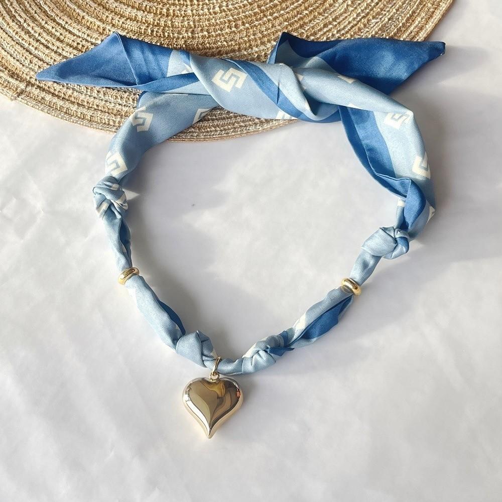 Handmade Scarf Necklace Lightweight Choker Necklace Gifts Heart Pendant  Outfit Accessories