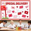 87Pcs Valentine's Day Classroom Bulletin Board Decoration Special Delivery DIY Bulletin Board Set 3D Heart Mailbox Letter Cutouts with Borders for