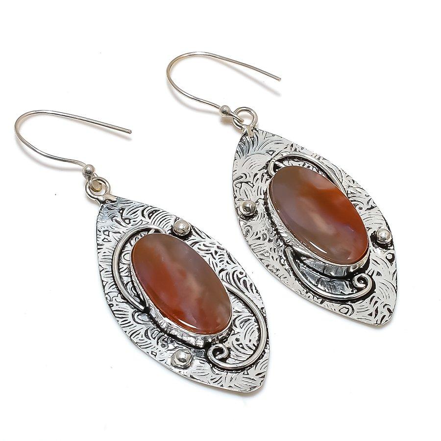 Natural Polychrome Jasper 925 Sterling Silver Jewelry Earring 2.56" ZS-1457