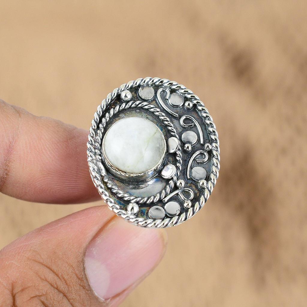 Натуральный Радужный Лунный Камень Многокаменный Регулируемое Кольцо 925 Серебро Для Девочек