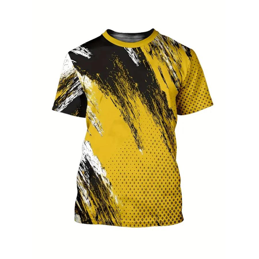 Мужские крутые футболки контрастного цвета с 3D-принтом для тай-дай, эластичный полиэстер, спортивная одежда, топы с коротким рукавом, летняя одежда
