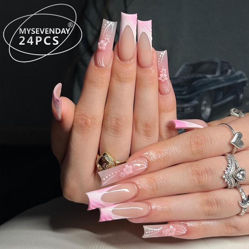 Европейские и американские градиентные персиковые балетные типсы для коротких ногтей