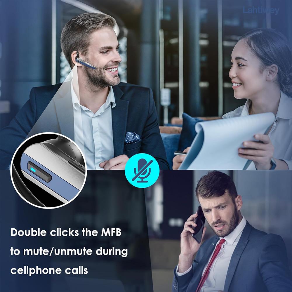 Bluetooth-гарнитура Lahtiwey с двойными микрофонами шумоподавления для звонков по громкой связи, беспроводной Bluetooth 5.3 наушник с функцией отключения звука