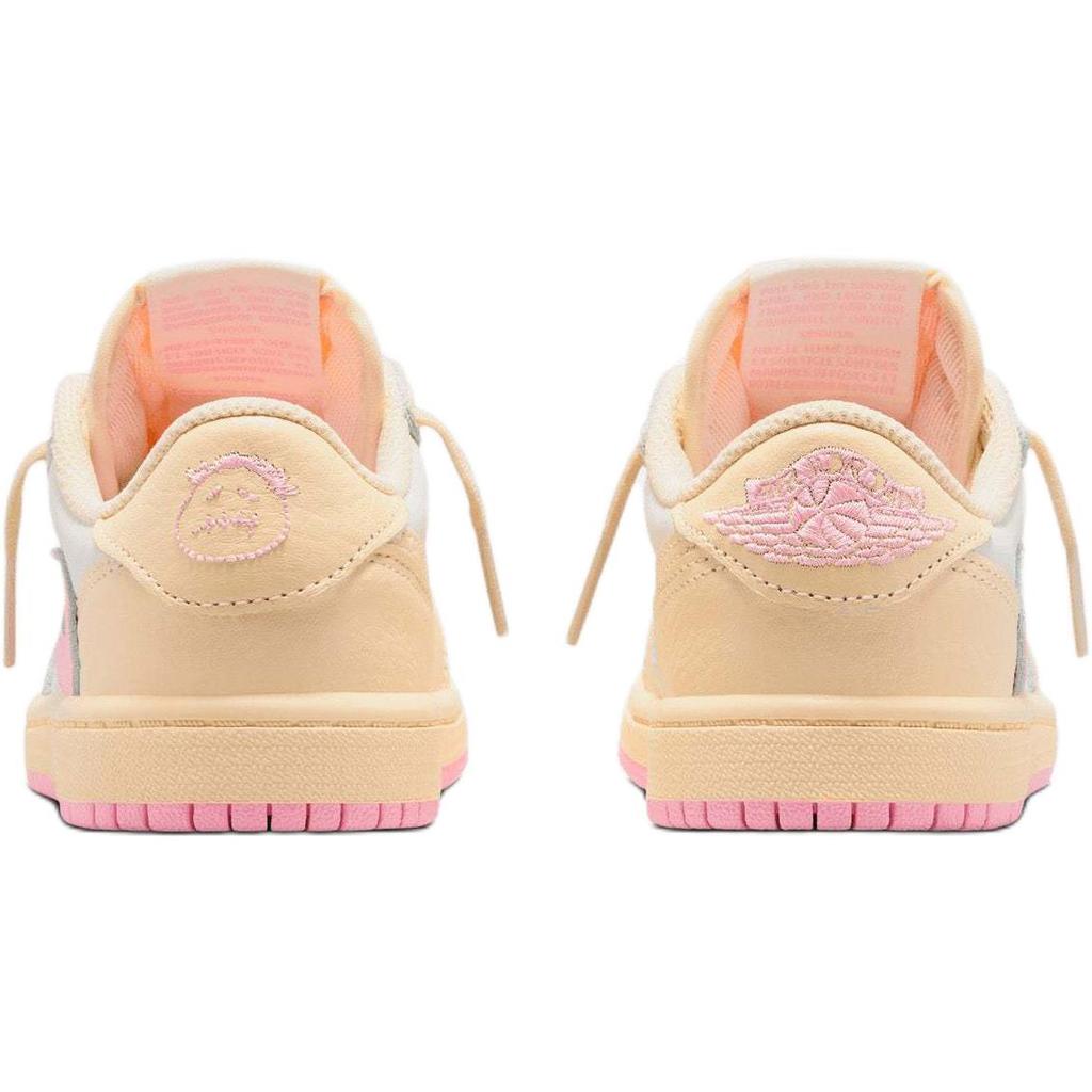 Кроссовки Travis Scott x Air Jordan 1 Low OG SP PS Shy Pink для детей Muslin Sail University-Red IQ7605-100