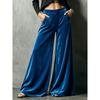 Fall Winter New Women's Solid Color Velvet High Waist Pants Loose Wide Leg Trousers with Pockets