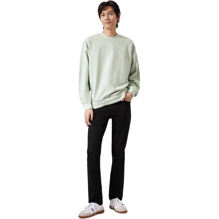 Levis SS22 Логотип вышитый однотонный круглый вырез хлопковый длинный рукав толстовка мужская толстовка светло-зеленый A0717-0025