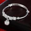 925 Sterling Silver Hollow Bells Ball Bangles Adjustable Bracelets for Women Fashion Holiday Gifts Party Wedding Jewelry
