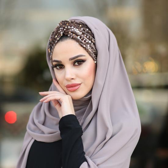 Differenza Роскошный хиджаб-шарф Абая из шифона Мусульманские женщины носят свадебные тюрбаны