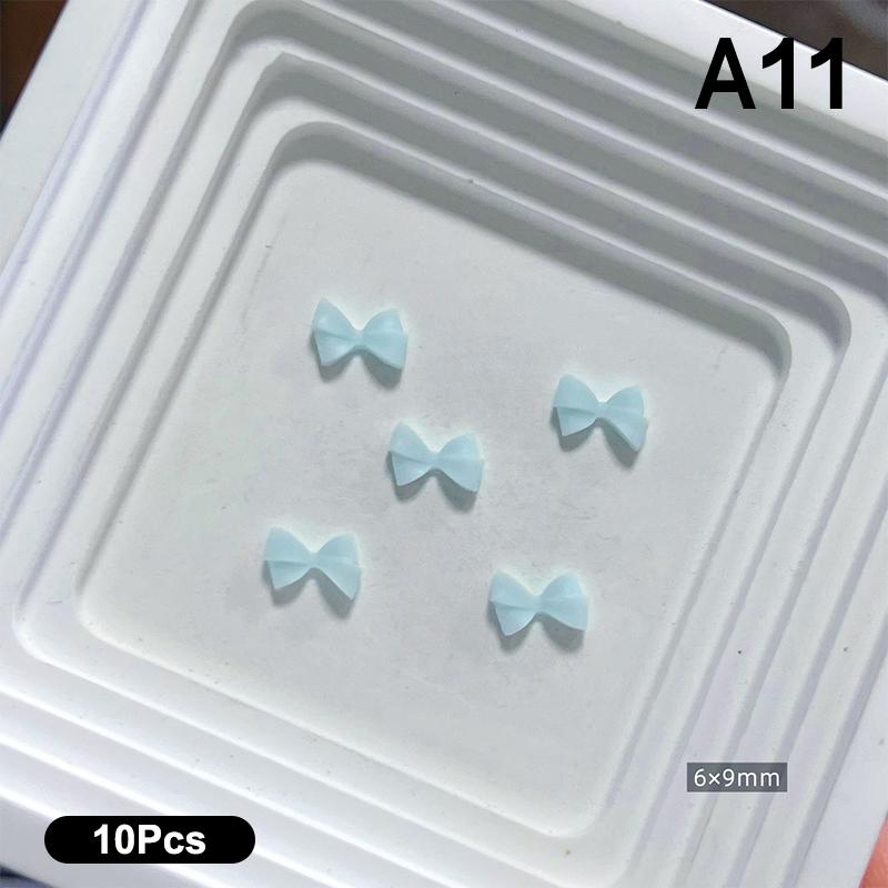 10Pcs Double Layer Bowknot Nail Charms 3D Sweet Ribbon Bows Nail Art Rhinestones Mini Resin Bow Tie Manicure Jewelry Diy Parts