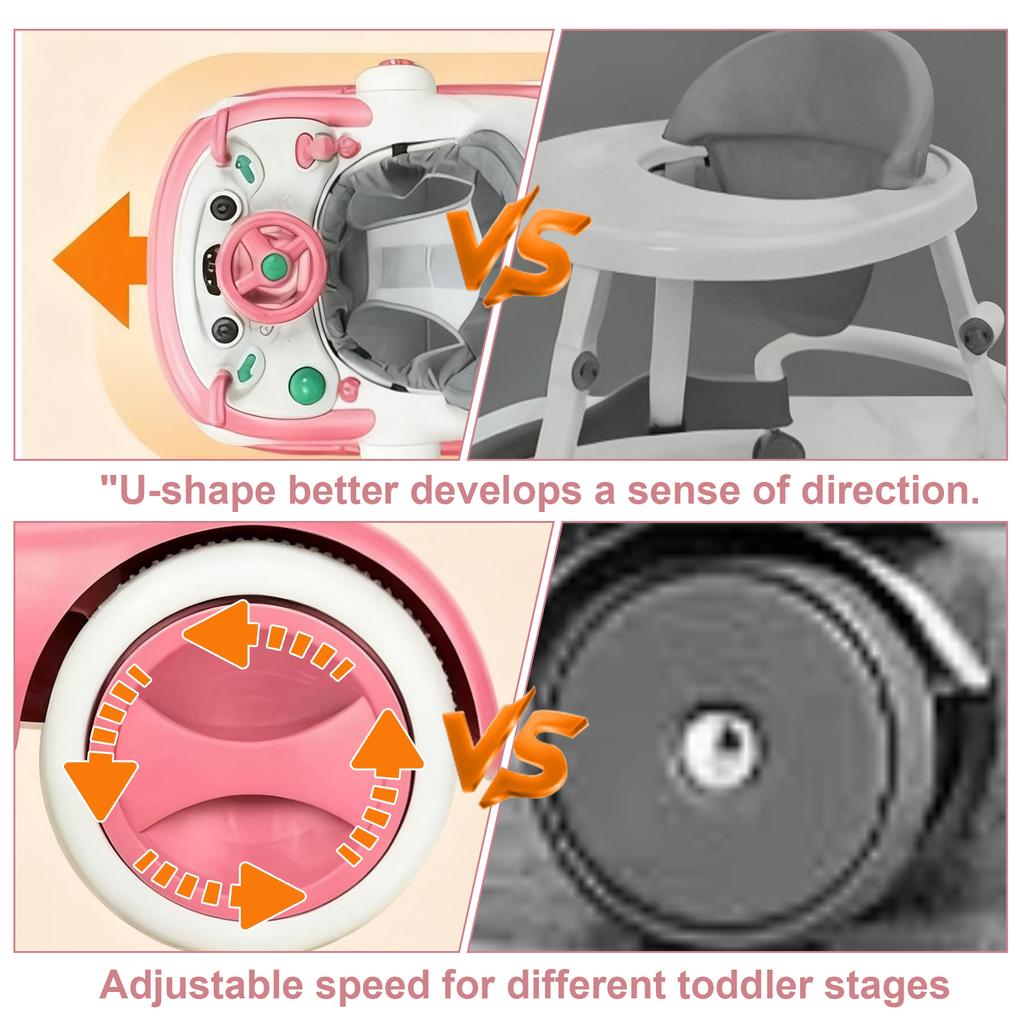 Новая 4-в-1 Ходунки для младенцев и малышей, Толкалка для малышей, Съемный столик для кормления и музыкальный столик, Складные ходунки, Ручная тележка для ребенка