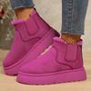 Женские зимние теплые ботинки на хлопковой подкладке большого размера, женские зимние новые однотонные ботинки на плоской подошве с эластичной лентой, короткие хлопковые ботинки