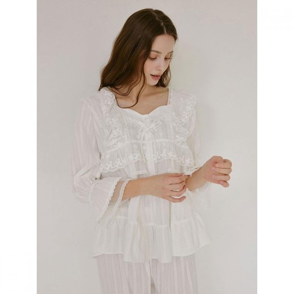 Lunaluz Women S Cotton Square Neck Long Sleeve Two Piece Pajama Angleling