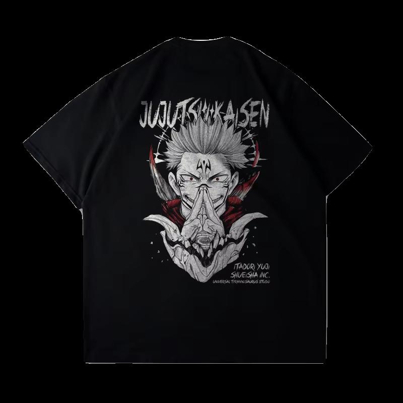 Мужская футболка Jujutsu Kaisen Японское аниме Унисекс Хлопковая с графическим принтом Оверсайз с коротким рукавом Уличная одежда Летняя Повседневная Спортивная