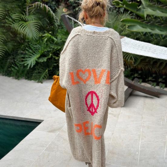 Women Sweater Jacket Lightweight Thermal Knit Cardigan Solid Color Long Sleeve Elegant Coat for Casual Daily Wear Work Shopping