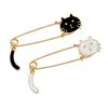 And Fashionable Playful Alloy Brooches With Cute White Cat And Black Cat Styles For Unique Personalization