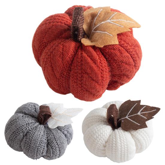 1/3Pcs Mini Knit Pumpkins Realistic Looking Faux Fall Harvest Crochet Pumpkins Thanksgiving Table Setting Small Knit Pumpkins
