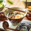 Japanese Ramen Bowl with Holes Household Cat Ceramic Large Speaker Commercial Bamboo Hat Bowl Tableware