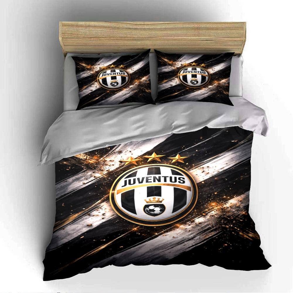 Black and Gold Juventus Bedding Bedding Duvet Cover Set Duvet Cover Pillowcases Home Decor (1 * Duvet Cover 2 * Pillowcases, without duvet insert)