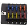 PC Terminal Block Type, 1 In 10 Out Fuse Boxes for Cars, RVs, and Ships, with LED Lights, 12-32V