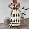 Women's Summer Ruffled Sleeves V-neck Waist-hugging Long Dress