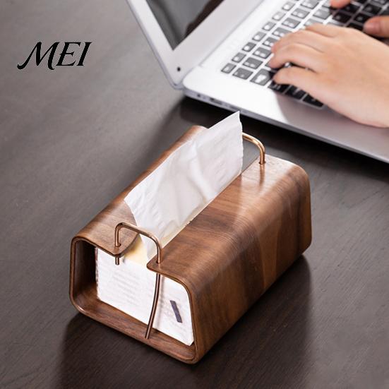 Bathroom Tissue Case Wooden Holder, Rectangular Decorative Paper Napkin Dispenser, Durable Home Accessory Organizer, for Office Desk Decor Box Holder