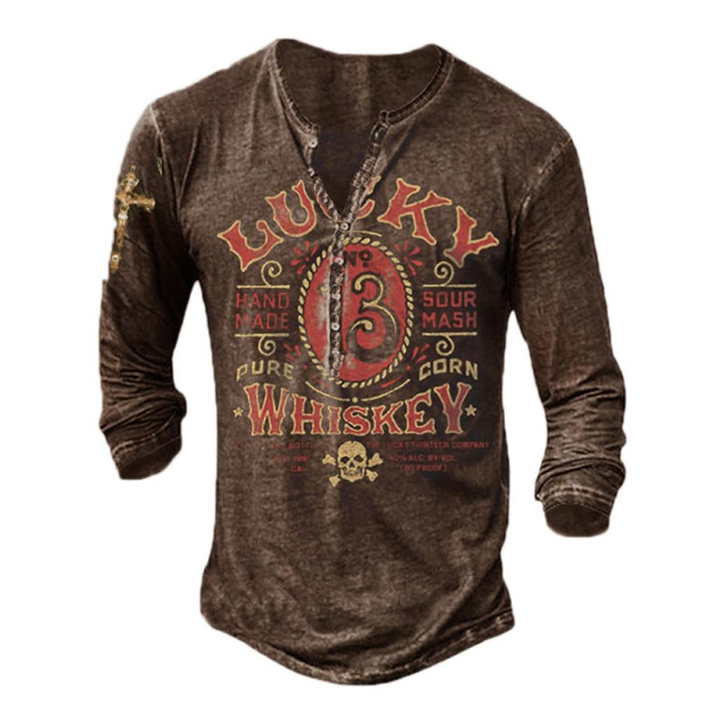 Men's Long Sleeve Punk Style Fashion T-Shirt Spring and Autumn Causal Vintage T Shirts