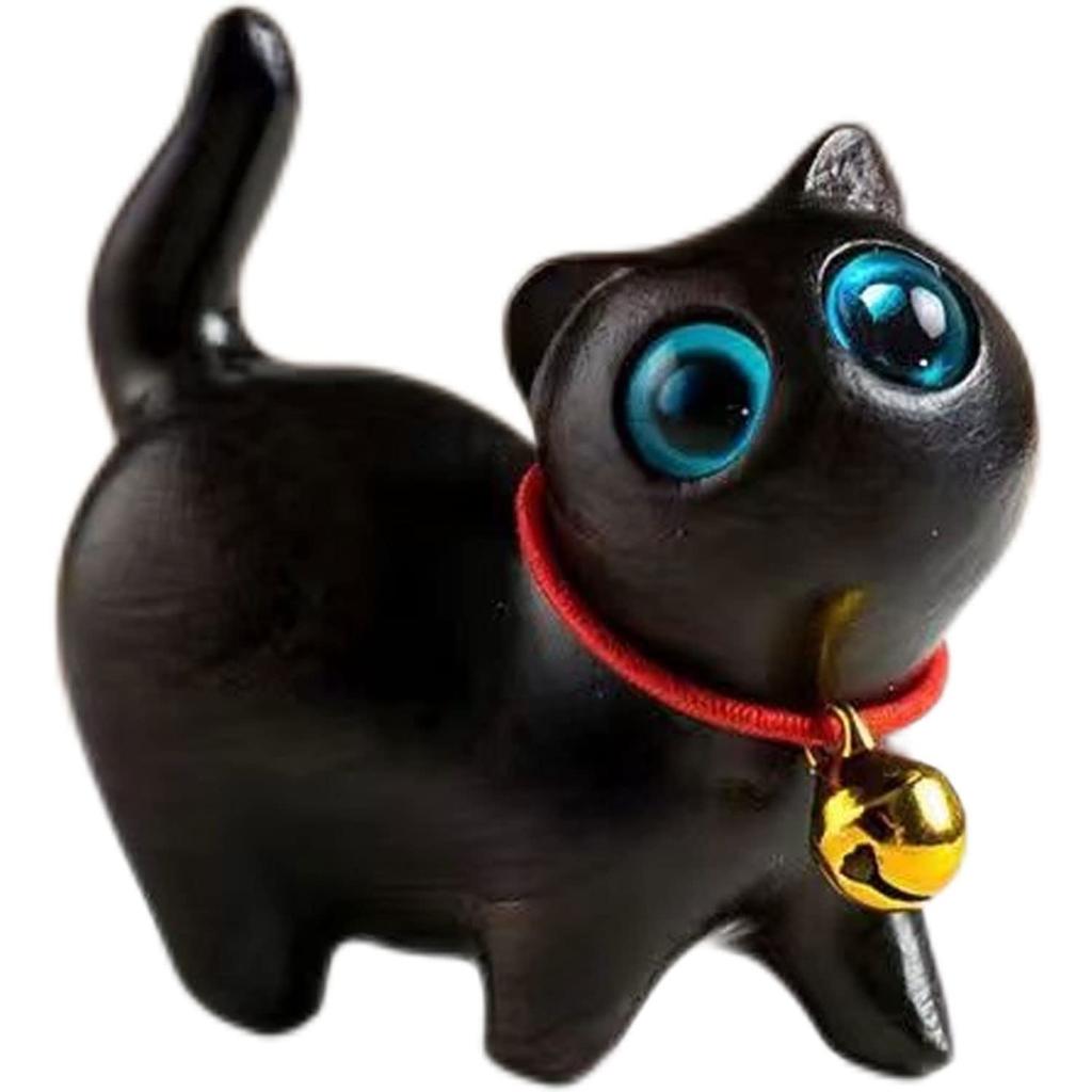 MYDILI Деревянная фигурка кошки Манэки-нэко, Аксессуар для прихожей, Внутреннее украшение, На удачу, Подарок на день рождения, Садовая фигурка (ST2)