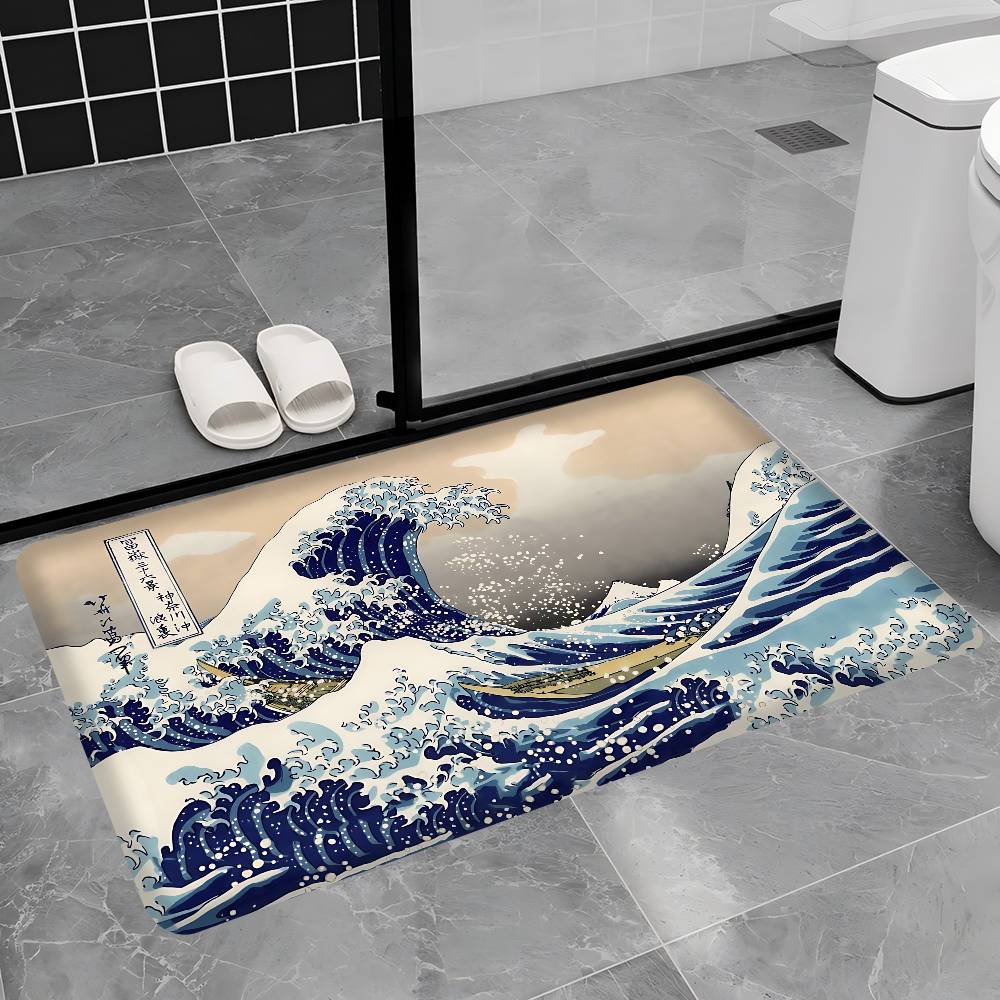 The Great Wave Off Kanagawa Room Mats Retro Multiple Choice Living Room Kitchen Rug Non-Slip Welcome Rug