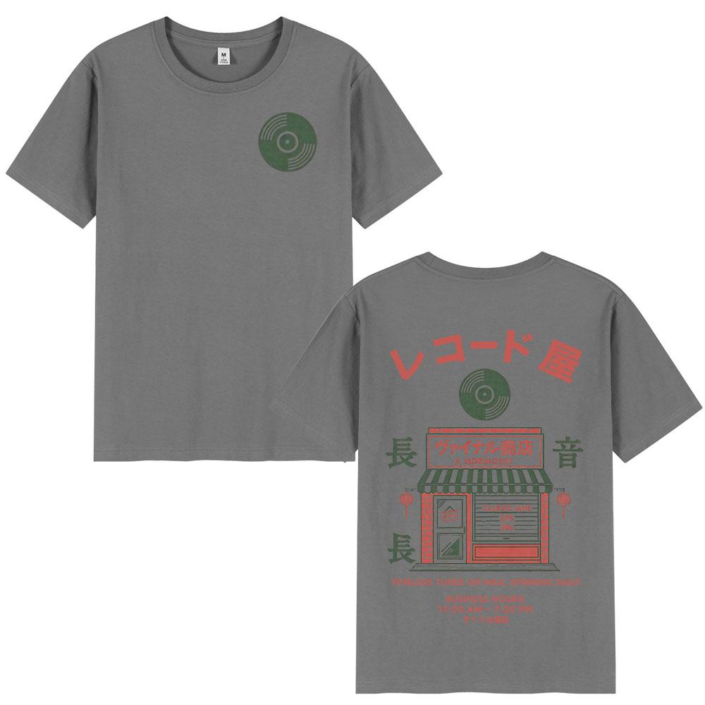 Vinyl Hub Japanese Record Store Graphic T Shirts Unisex Women Clothing Short Sleeve 100 Cotton Casual T Shirt Harajuku Streetwear