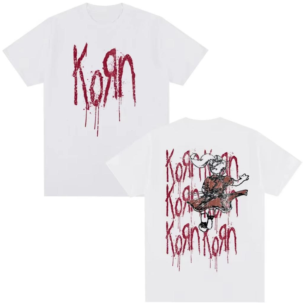 Korn Follow The Leader Футболка Металл Готика Рок Группа Футболки Мужские Женские Хлопок Повседневная Большого Размера Короткий Рукав Футболка Уличная Одежда